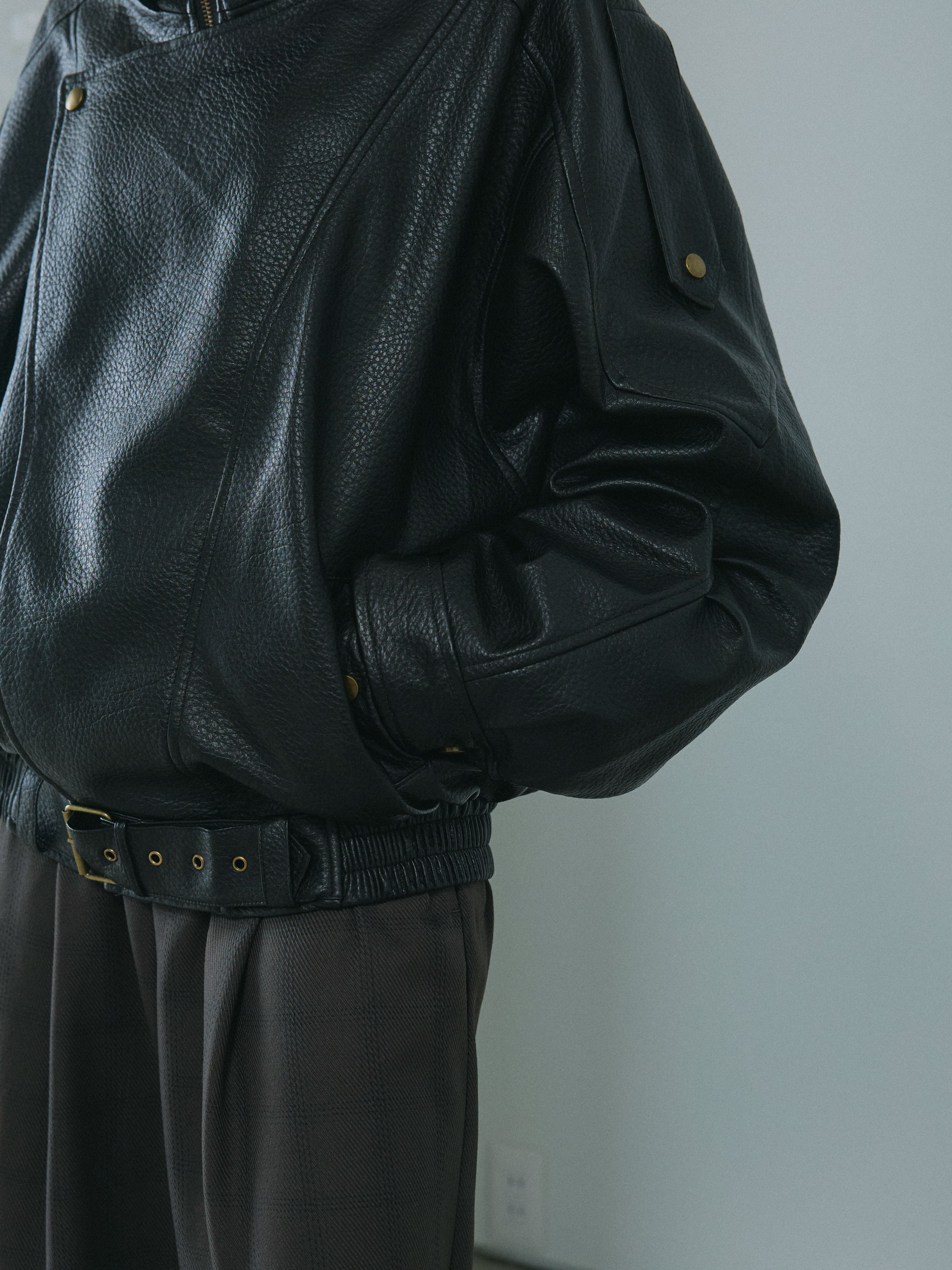 予約]スタンドカラーレザーブルゾン/black – Lumier