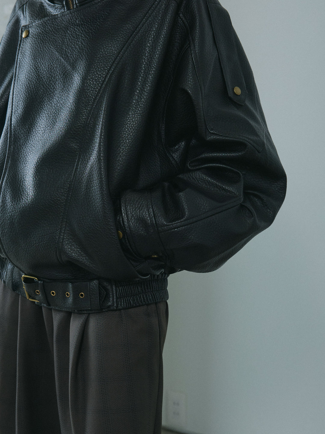[予約]スタンドカラーレザーブルゾン/black