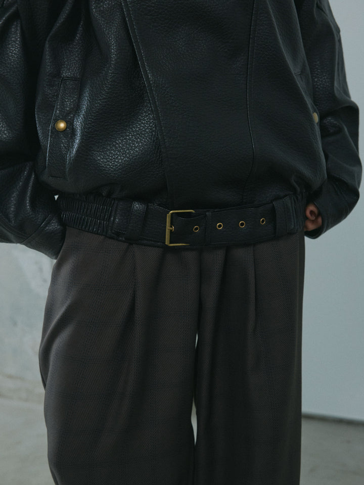 [予約]スタンドカラーレザーブルゾン/black