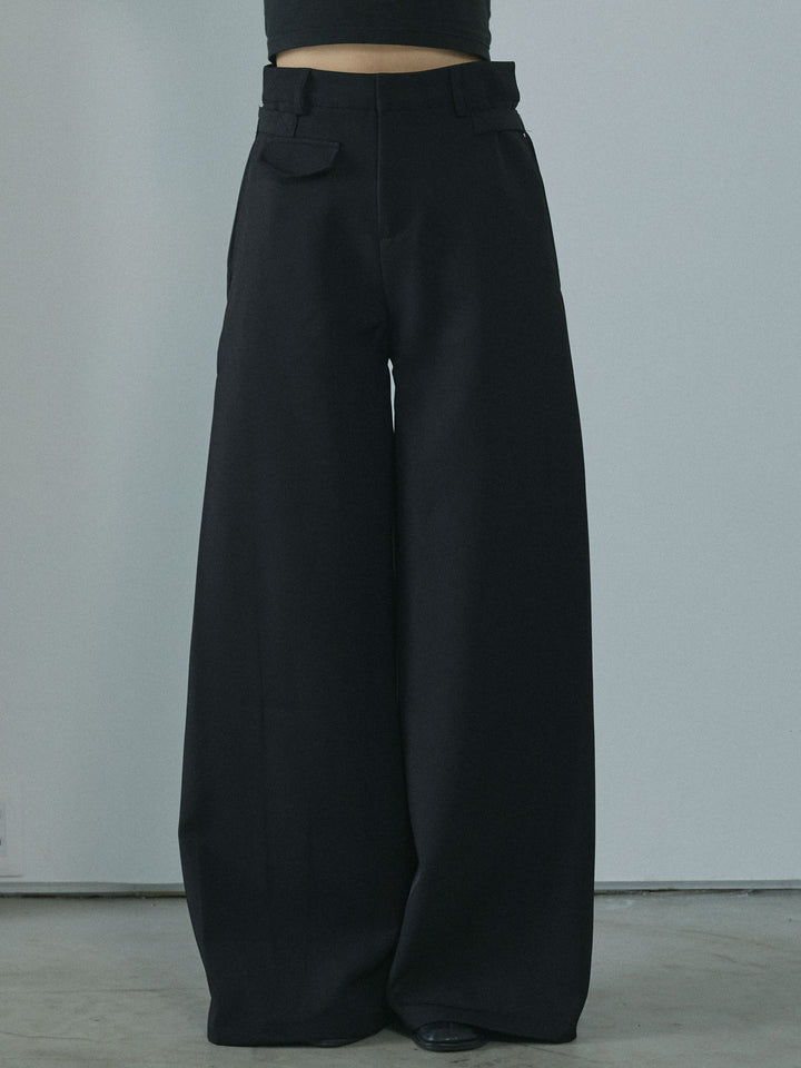 [予約]サイドタックワイドパンツ/black