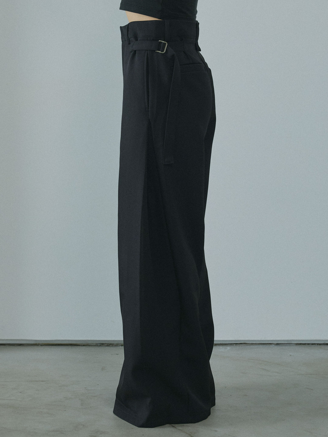 [予約]サイドタックワイドパンツ/black