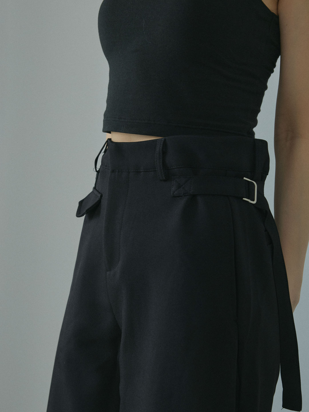 [予約]サイドタックワイドパンツ/black