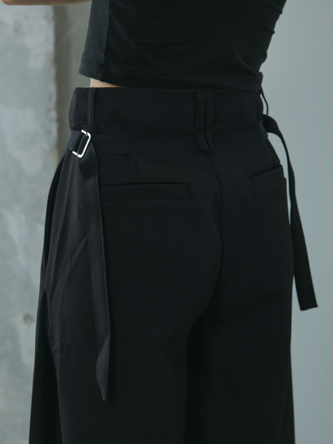 [予約]サイドタックワイドパンツ/black
