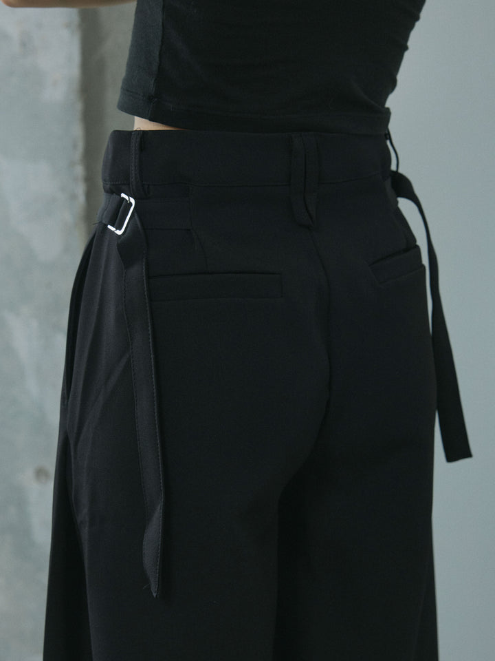 [予約]サイドタックワイドパンツ/black