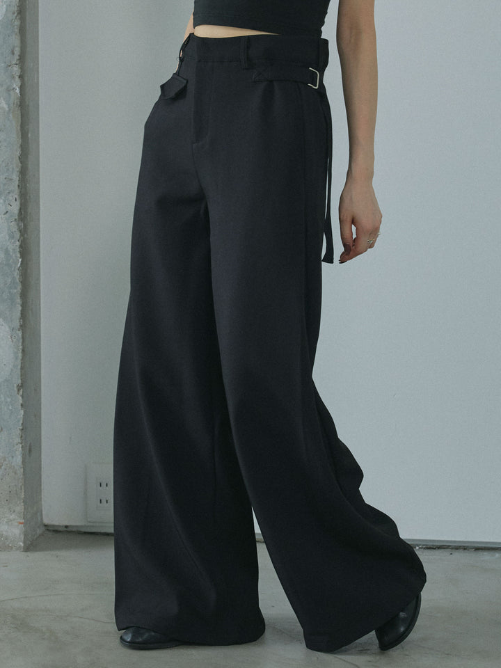 [予約]サイドタックワイドパンツ/black