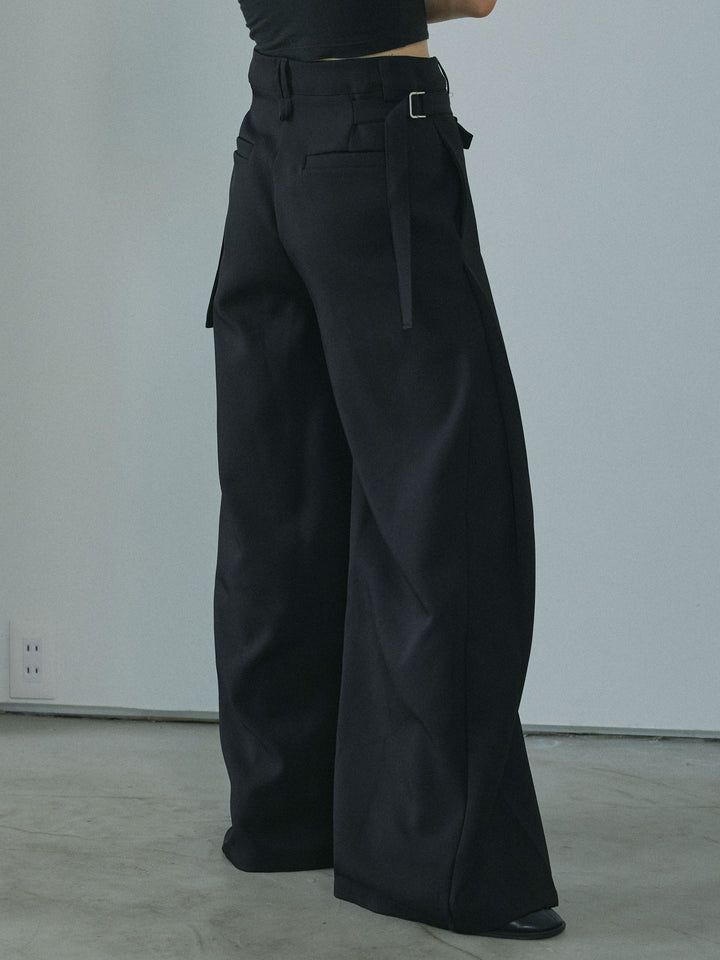 [予約]サイドタックワイドパンツ/black