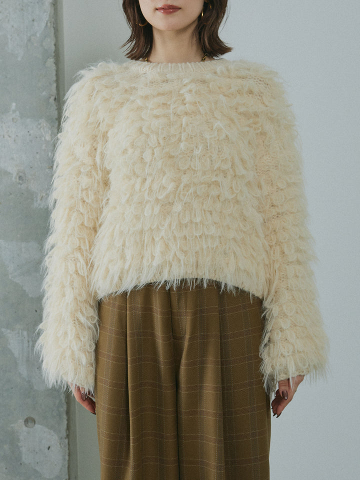 [予約]ミックスシャギーループニットプルオーバー/ivory