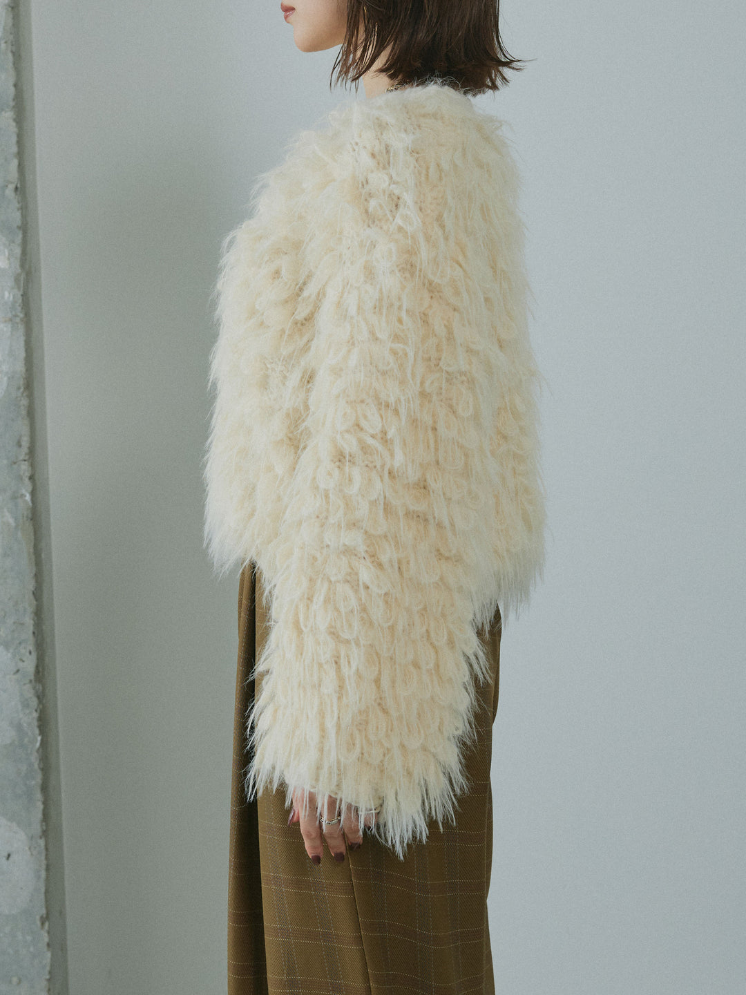 [予約]ミックスシャギーループニットプルオーバー/ivory