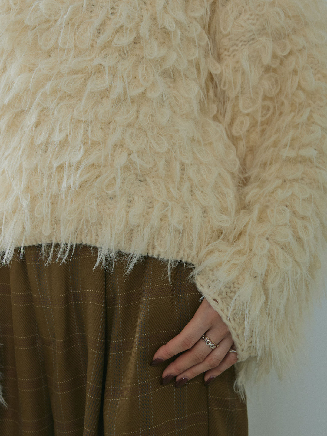 [予約]ミックスシャギーループニットプルオーバー/ivory