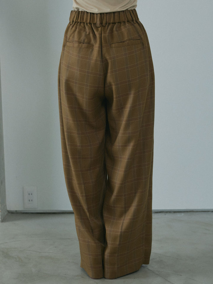[予約]杢チェックタックパンツ/brown