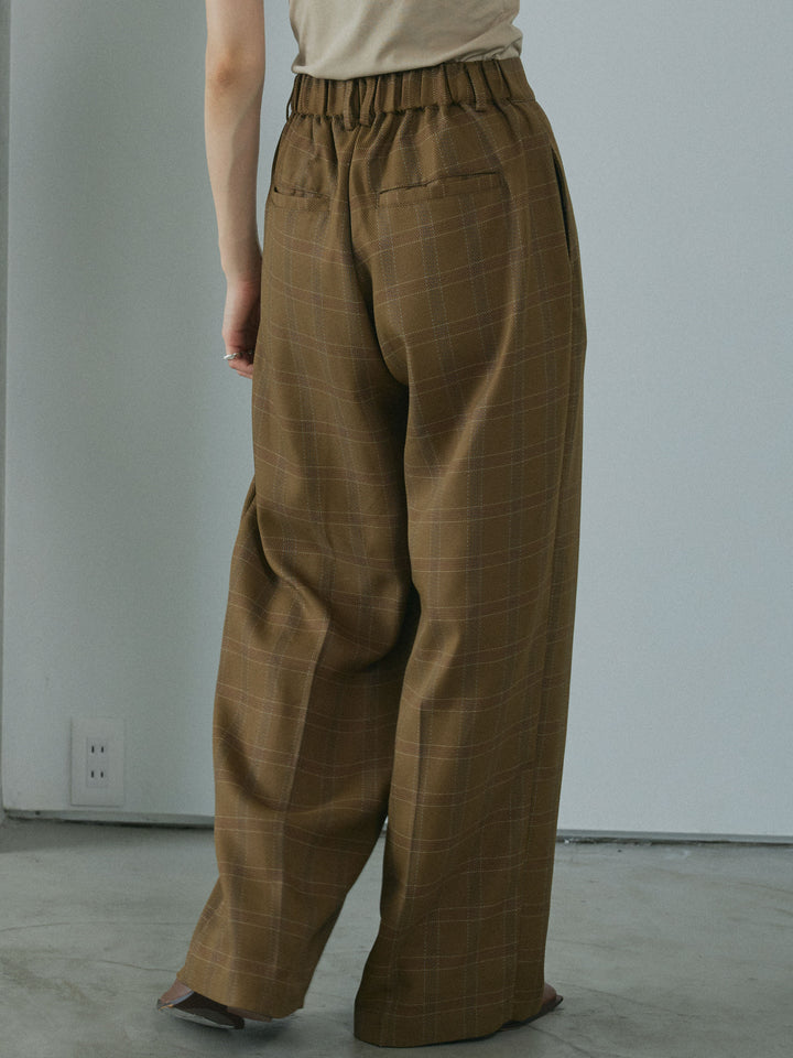 [予約]杢チェックタックパンツ/brown