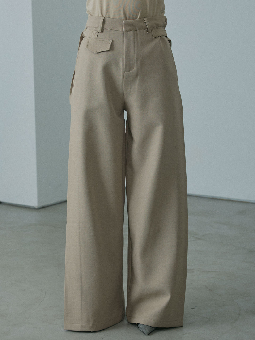 [予約]サイドタックワイドパンツ/beige