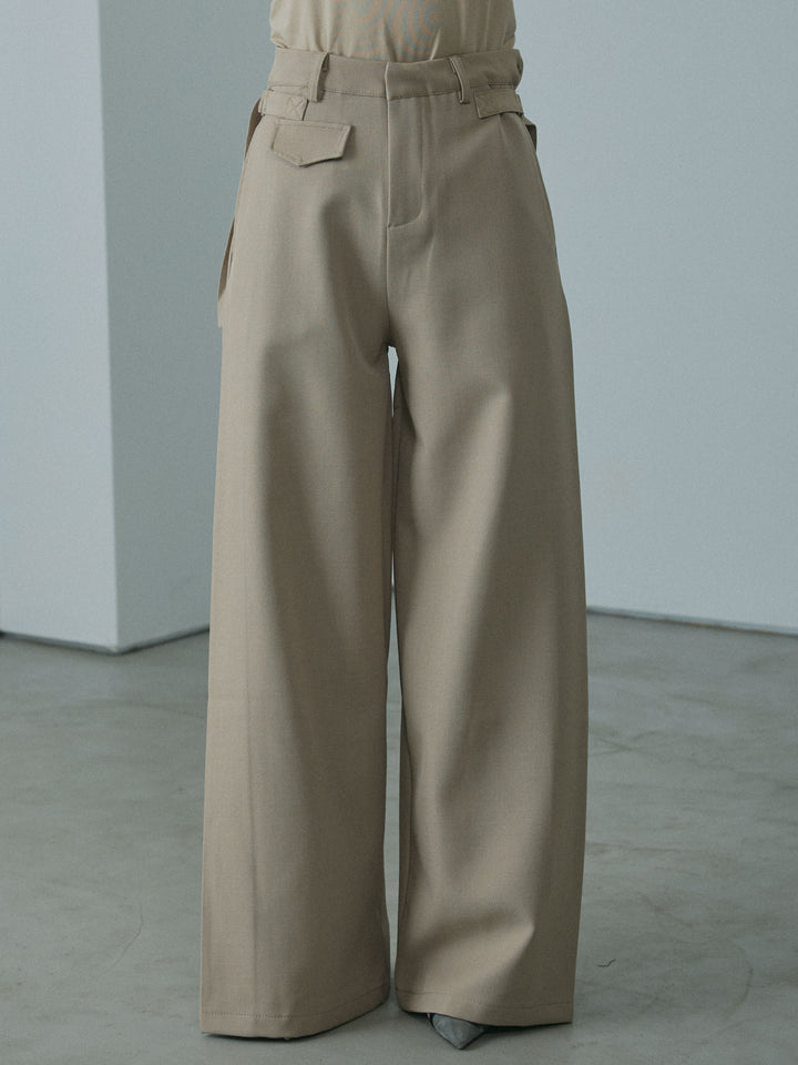 [予約]サイドタックワイドパンツ/beige