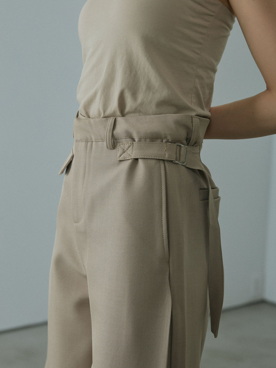 [予約]サイドタックワイドパンツ/beige