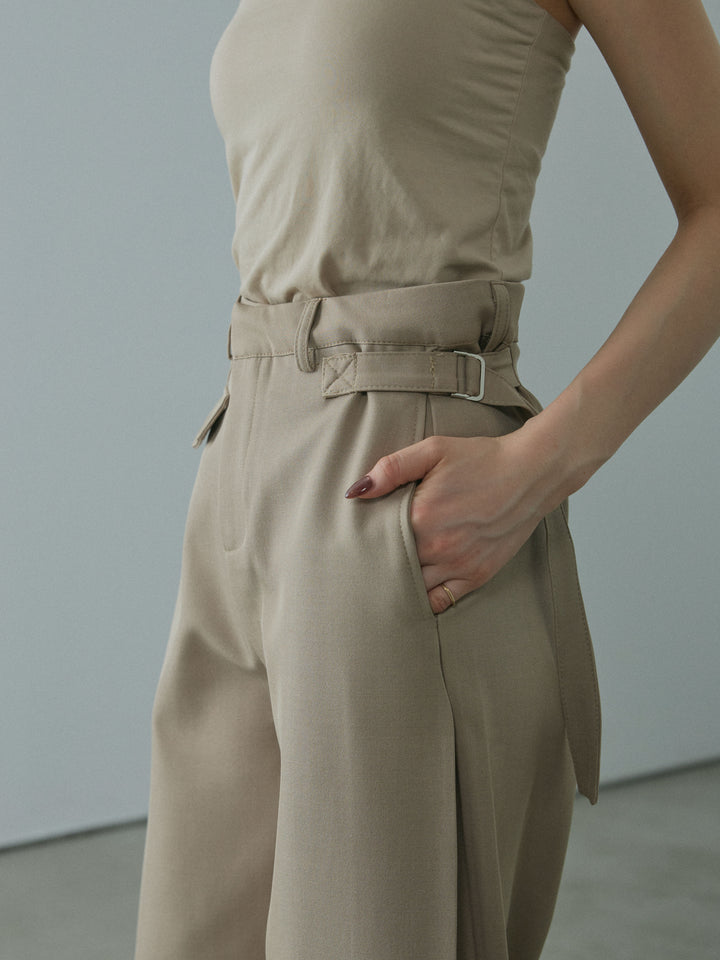 [予約]サイドタックワイドパンツ/beige
