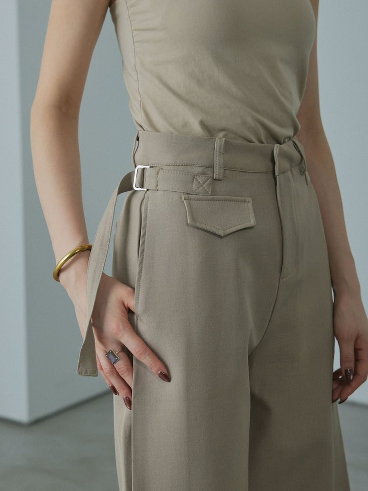 [予約]サイドタックワイドパンツ/beige