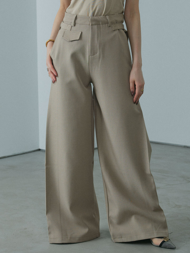 [予約]サイドタックワイドパンツ/beige