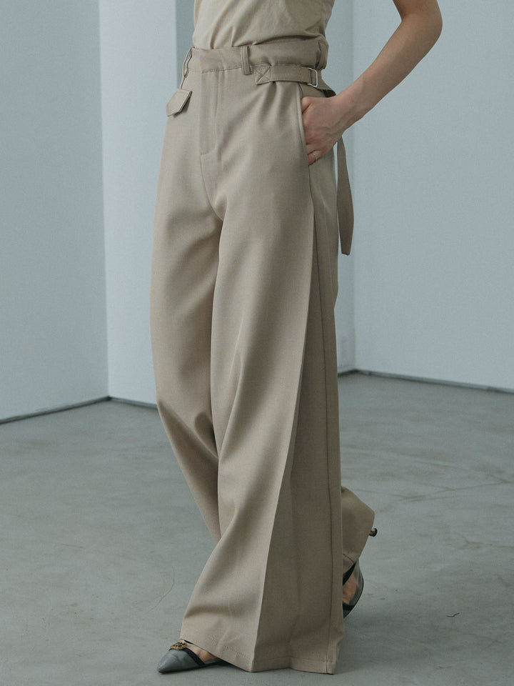 [予約]サイドタックワイドパンツ/beige