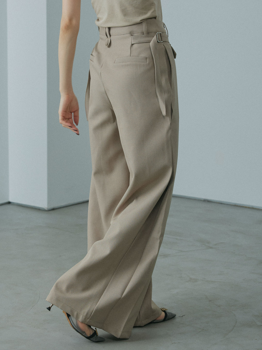[予約]サイドタックワイドパンツ/beige