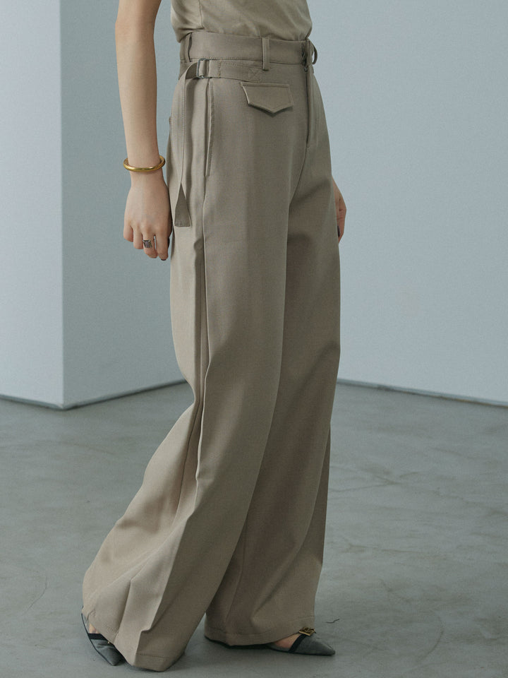 [予約]サイドタックワイドパンツ/beige