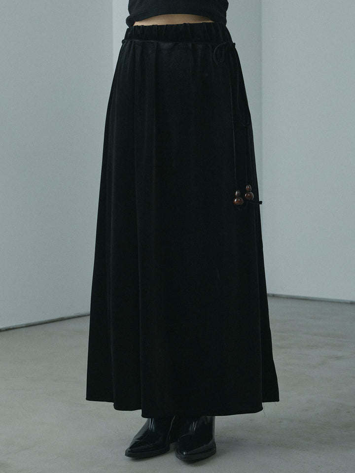 [予約]ベロアナロースカート/black