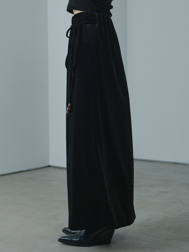 [予約]ベロアナロースカート/black