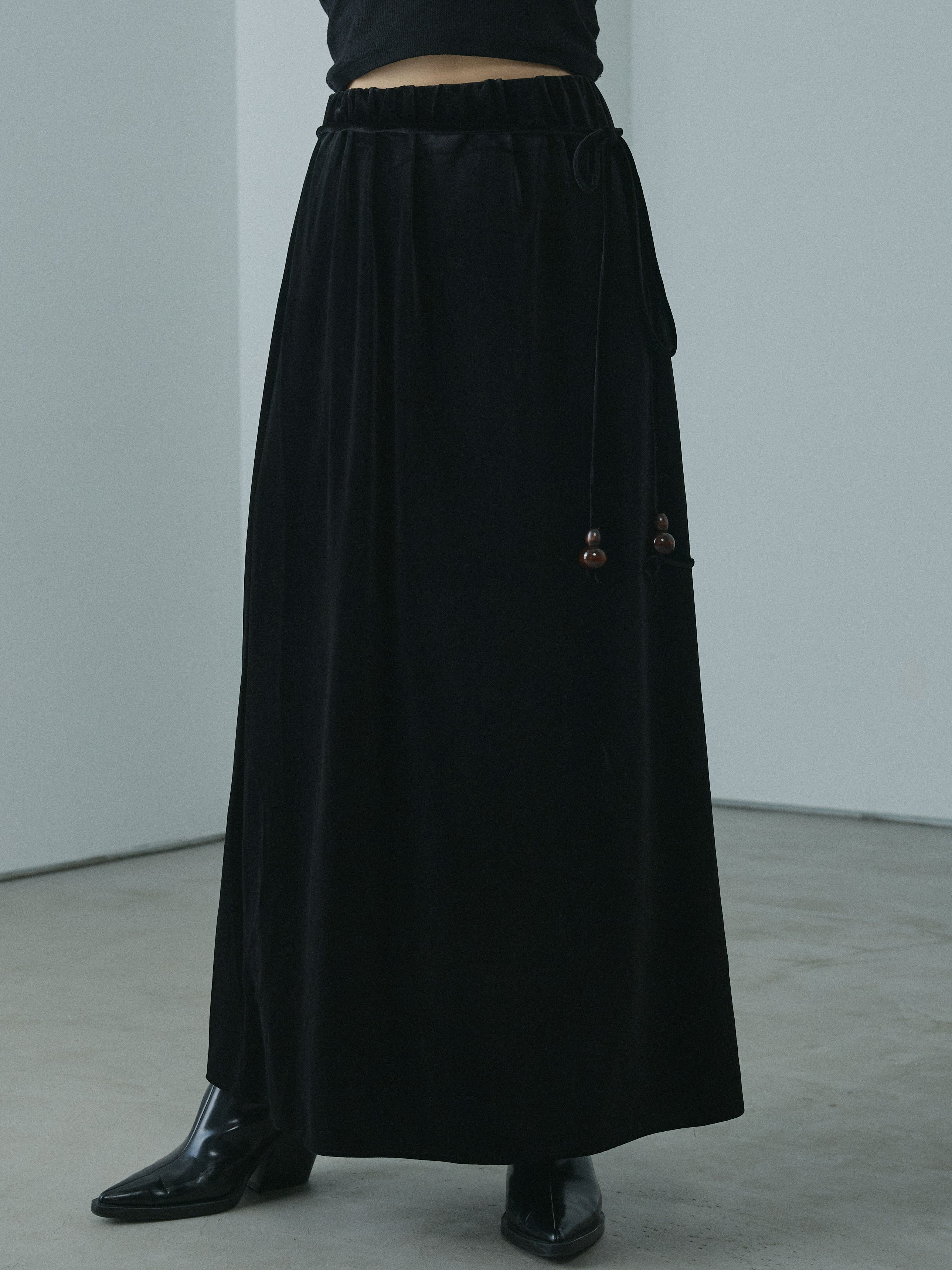 PUTOMAYO ティアード　ベロア　スカート　黒 PUTOMAYO ティアード ベロア スカート 黒