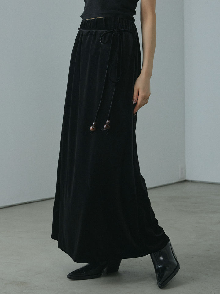 [予約]ベロアナロースカート/black
