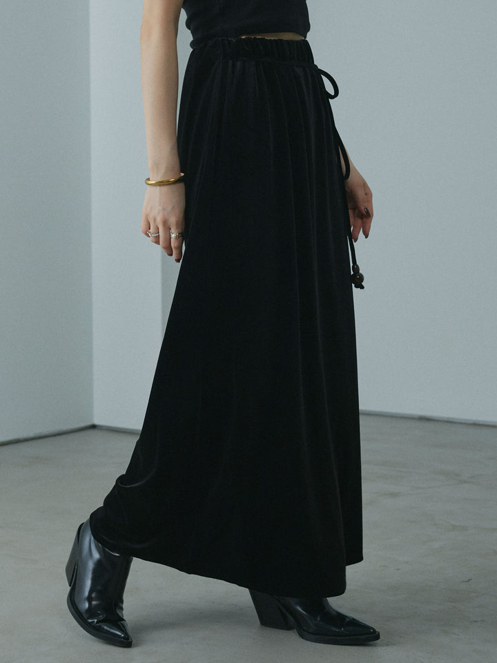 [予約]ベロアナロースカート/black
