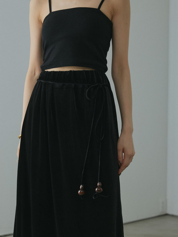 [予約]ベロアナロースカート/black