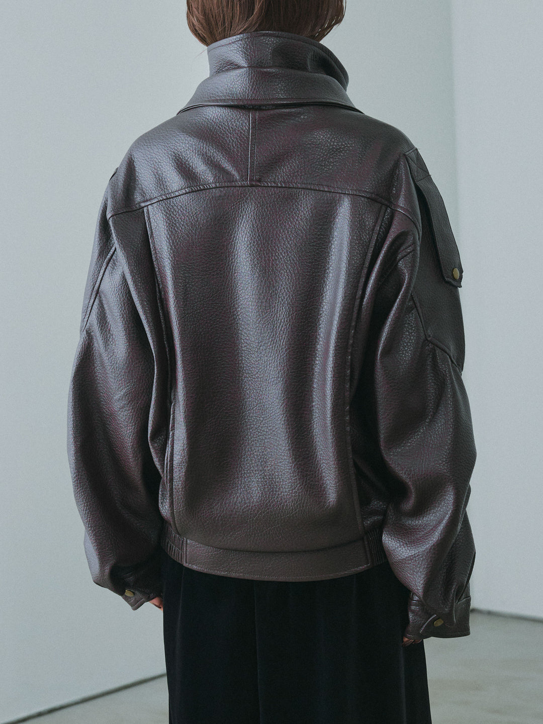 [予約]スタンドカラーレザーブルゾン/brown