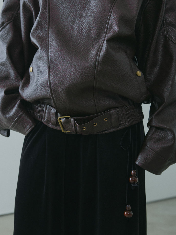 [予約]スタンドカラーレザーブルゾン/brown