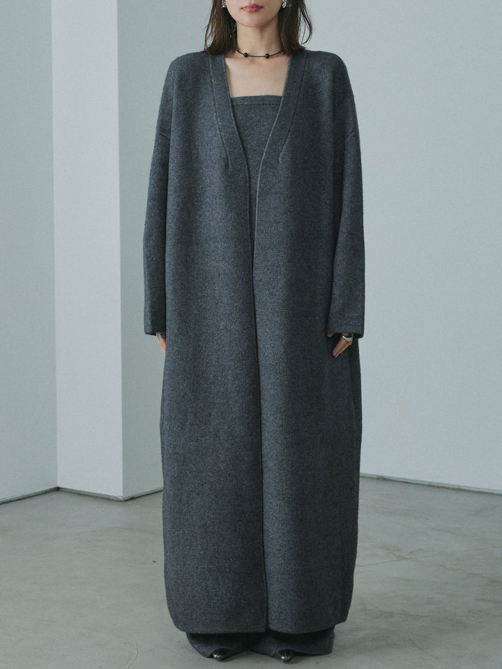 [予約]ニットロングガウン/charcoal