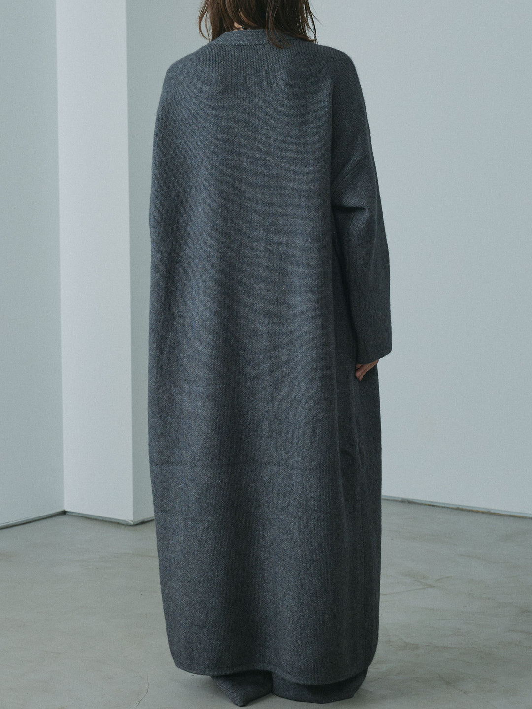 [予約]ニットロングガウン/charcoal