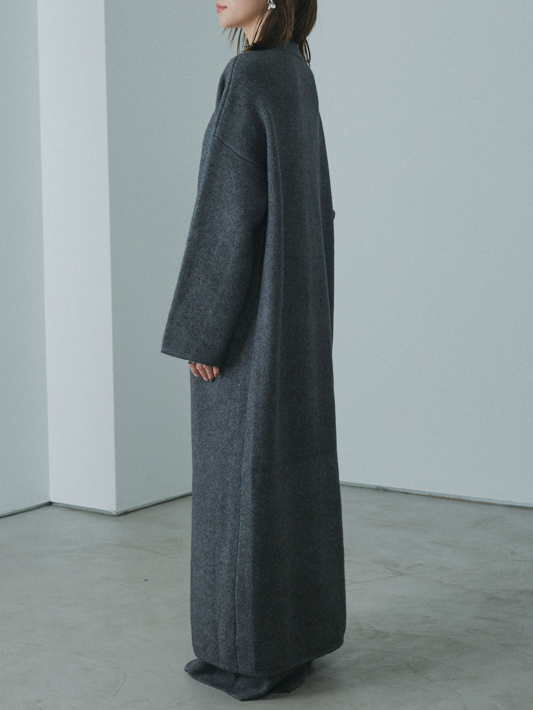 [予約]ニットロングガウン/charcoal