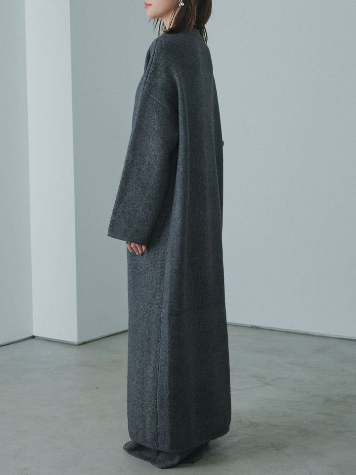 [予約]ニットロングガウン/charcoal