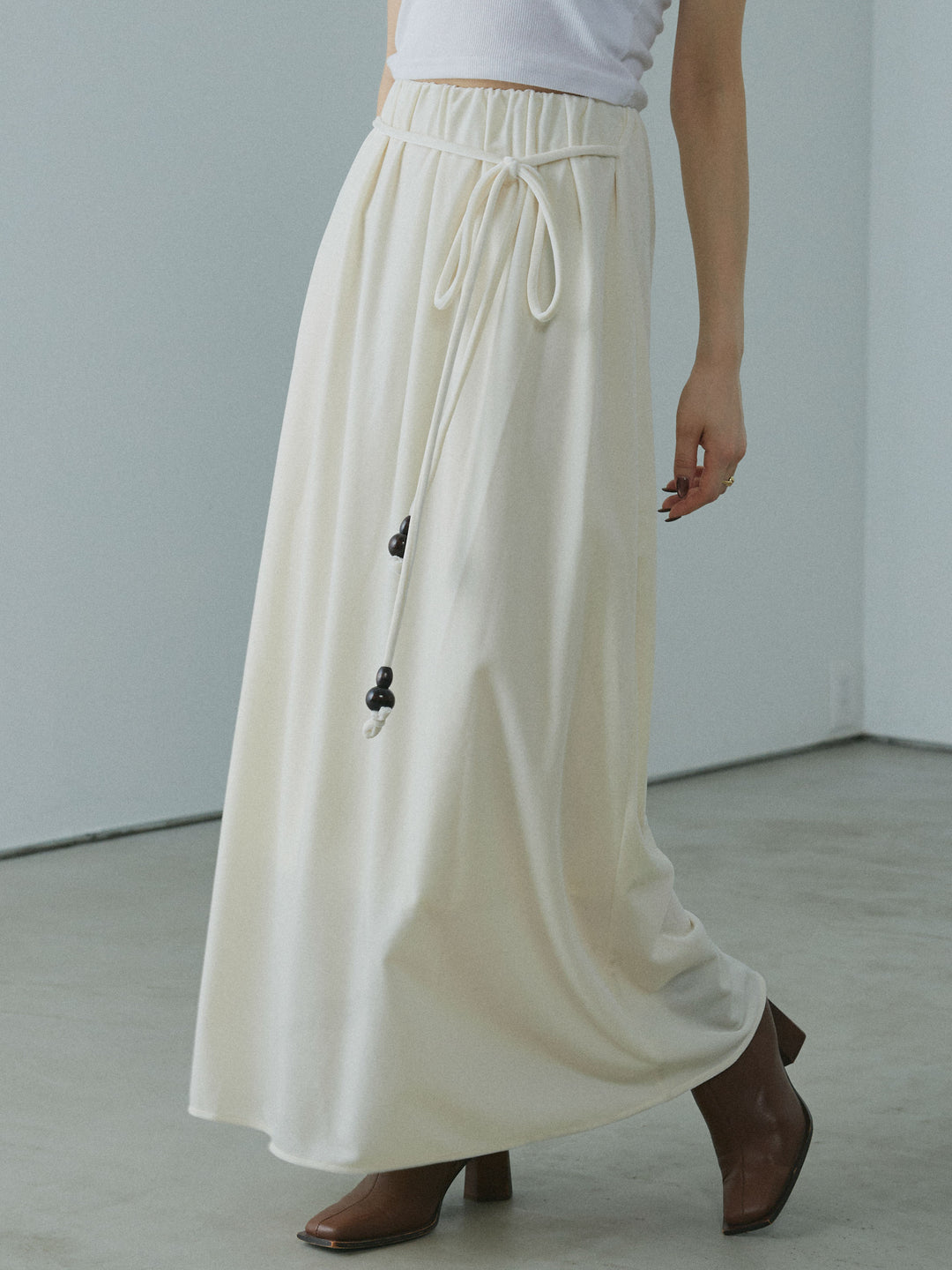 [予約]ベロアナロースカート/ivory