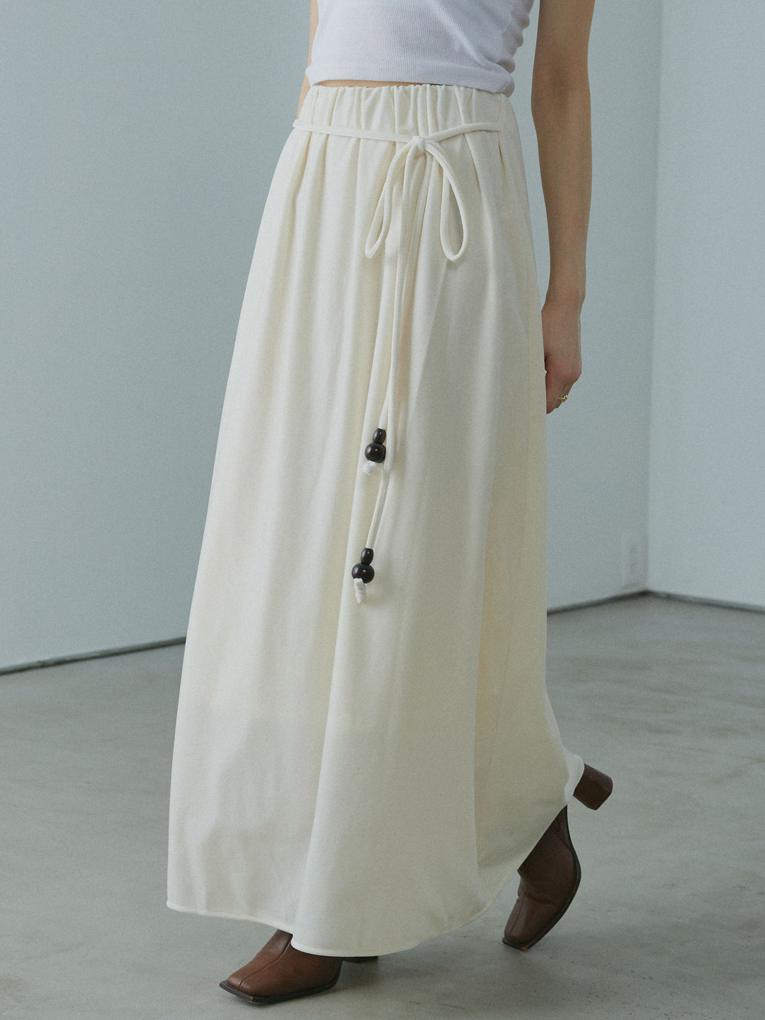 [予約]ベロアナロースカート/ivory