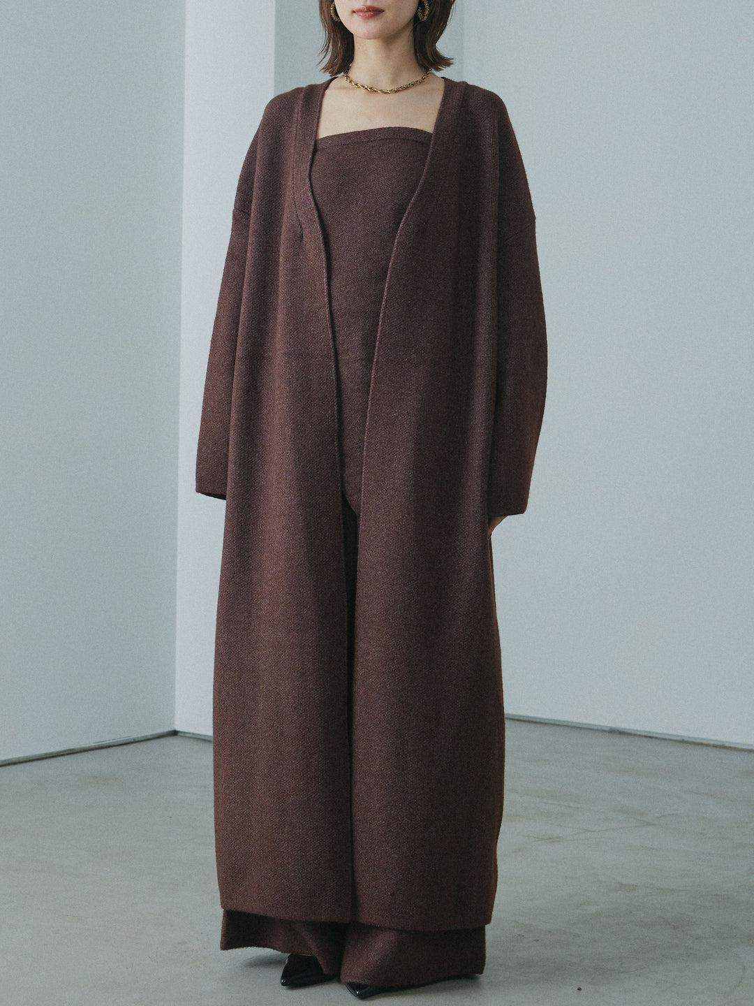 [予約]ニットロングガウン/brown