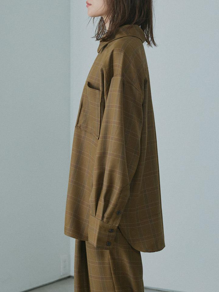 [予約]杢チェックZIPシャツジャケット/brown