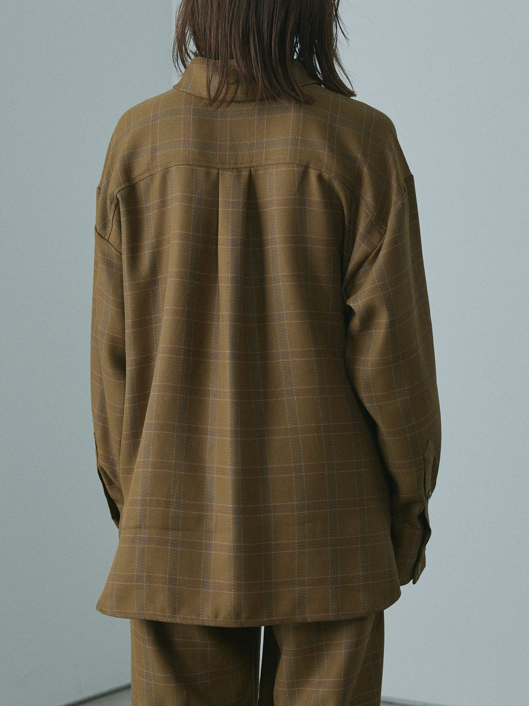 [予約]杢チェックZIPシャツジャケット/brown