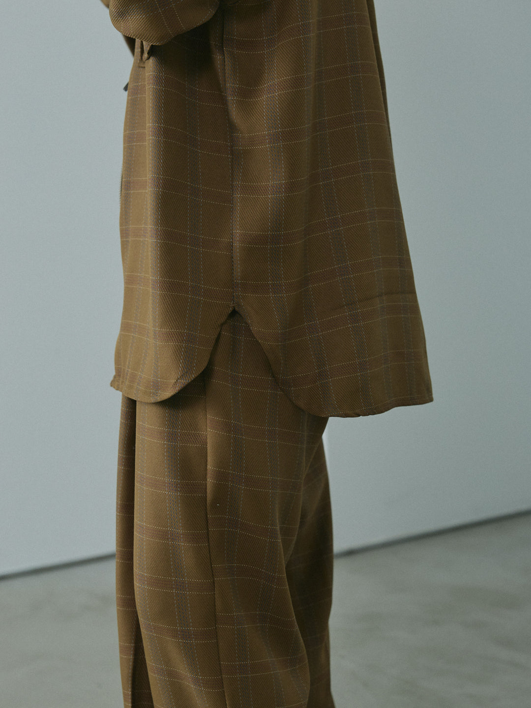 [予約]杢チェックZIPシャツジャケット/brown