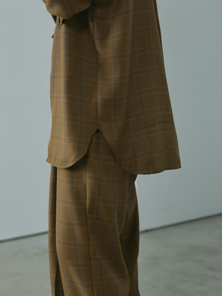 [予約]杢チェックZIPシャツジャケット/brown