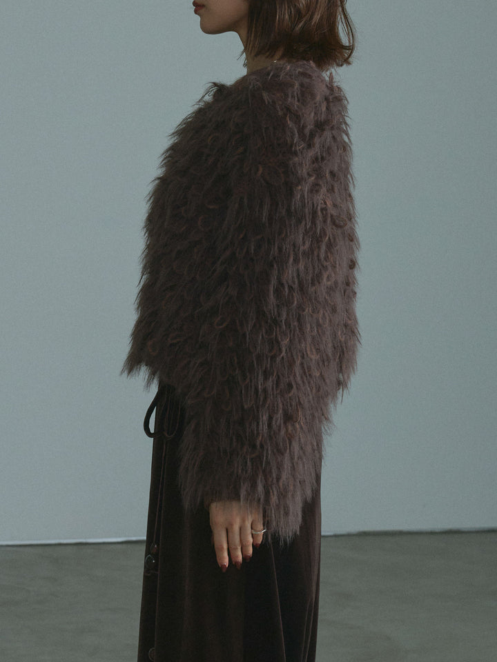 [予約]ミックスシャギーループニットプルオーバー/brown