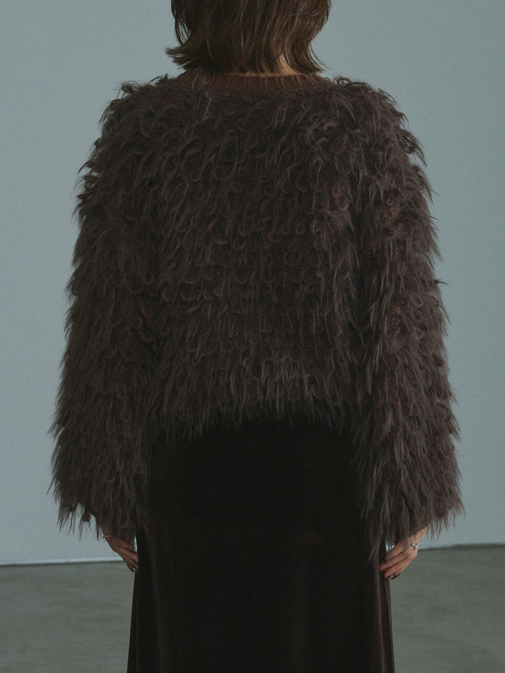 [予約]ミックスシャギーループニットプルオーバー/brown