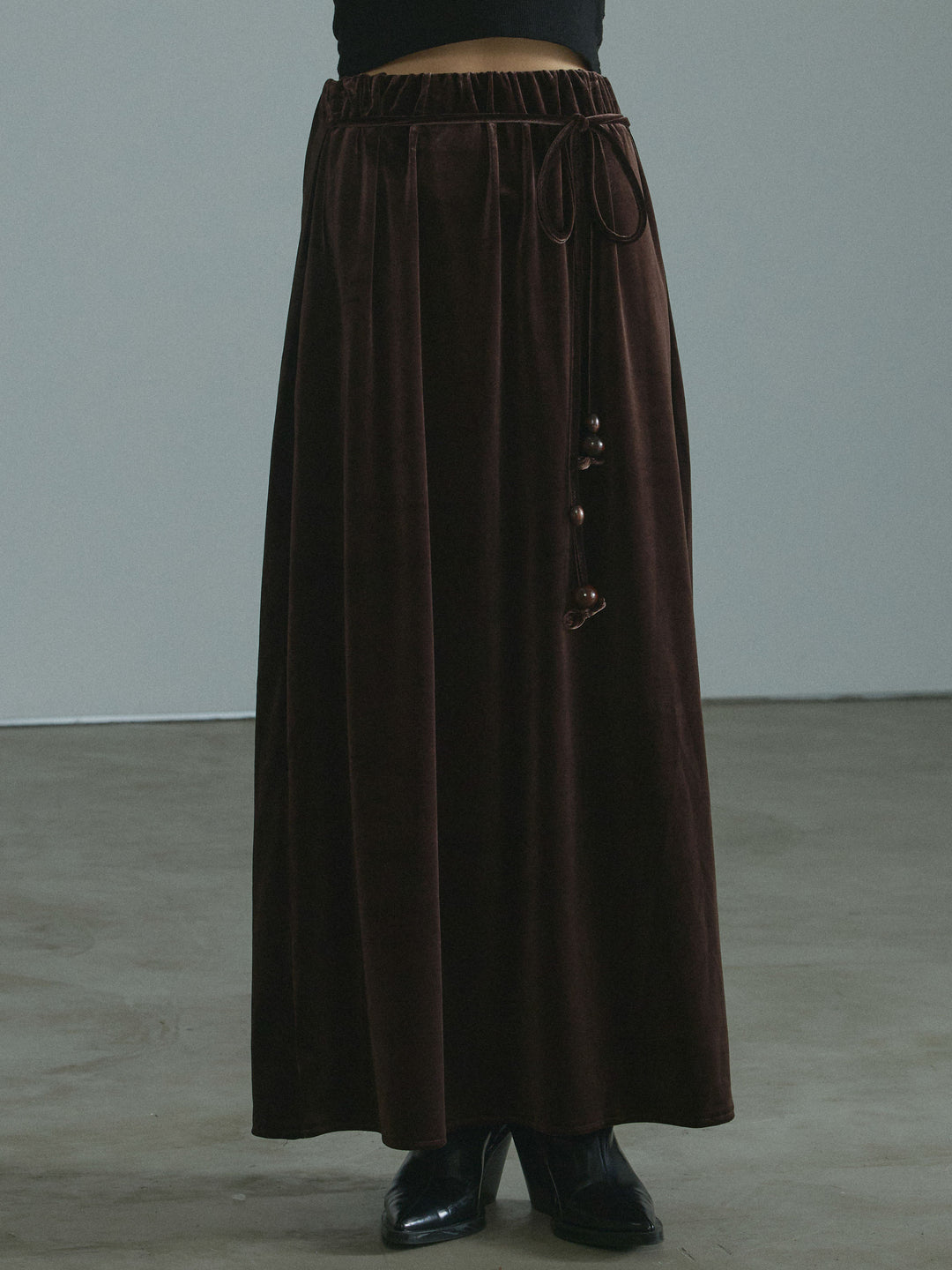 [予約]ベロアナロースカート/brown