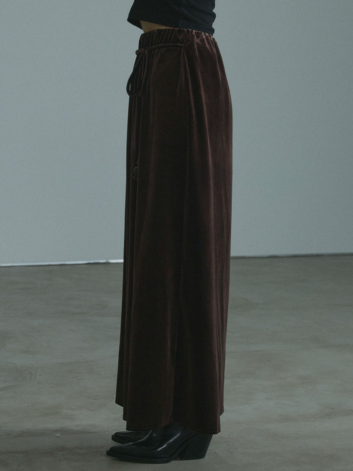 [予約]ベロアナロースカート/brown