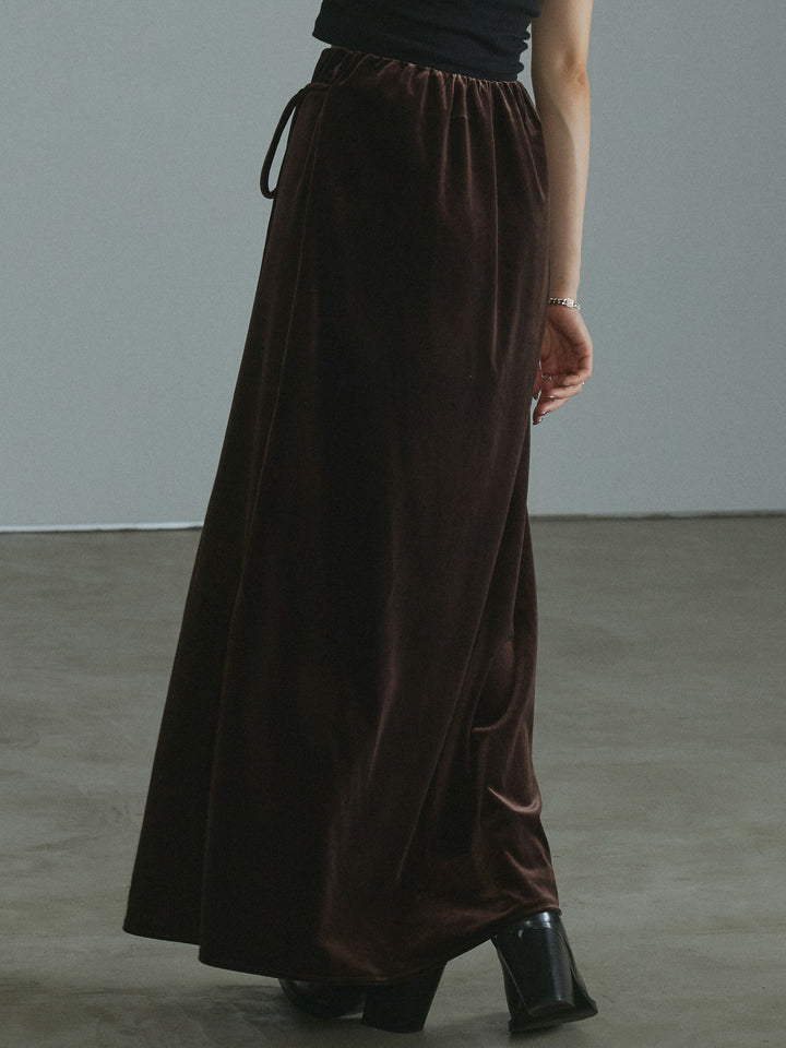 [予約]ベロアナロースカート/brown