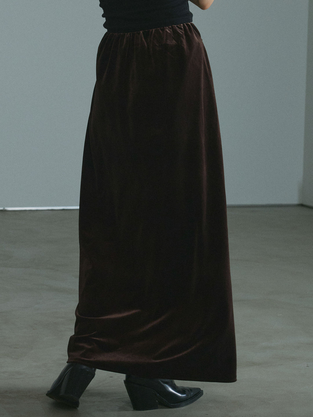 [予約]ベロアナロースカート/brown