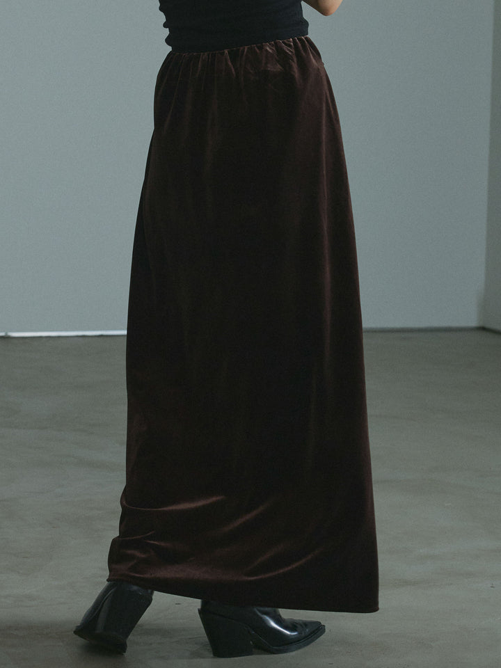 [予約]ベロアナロースカート/brown